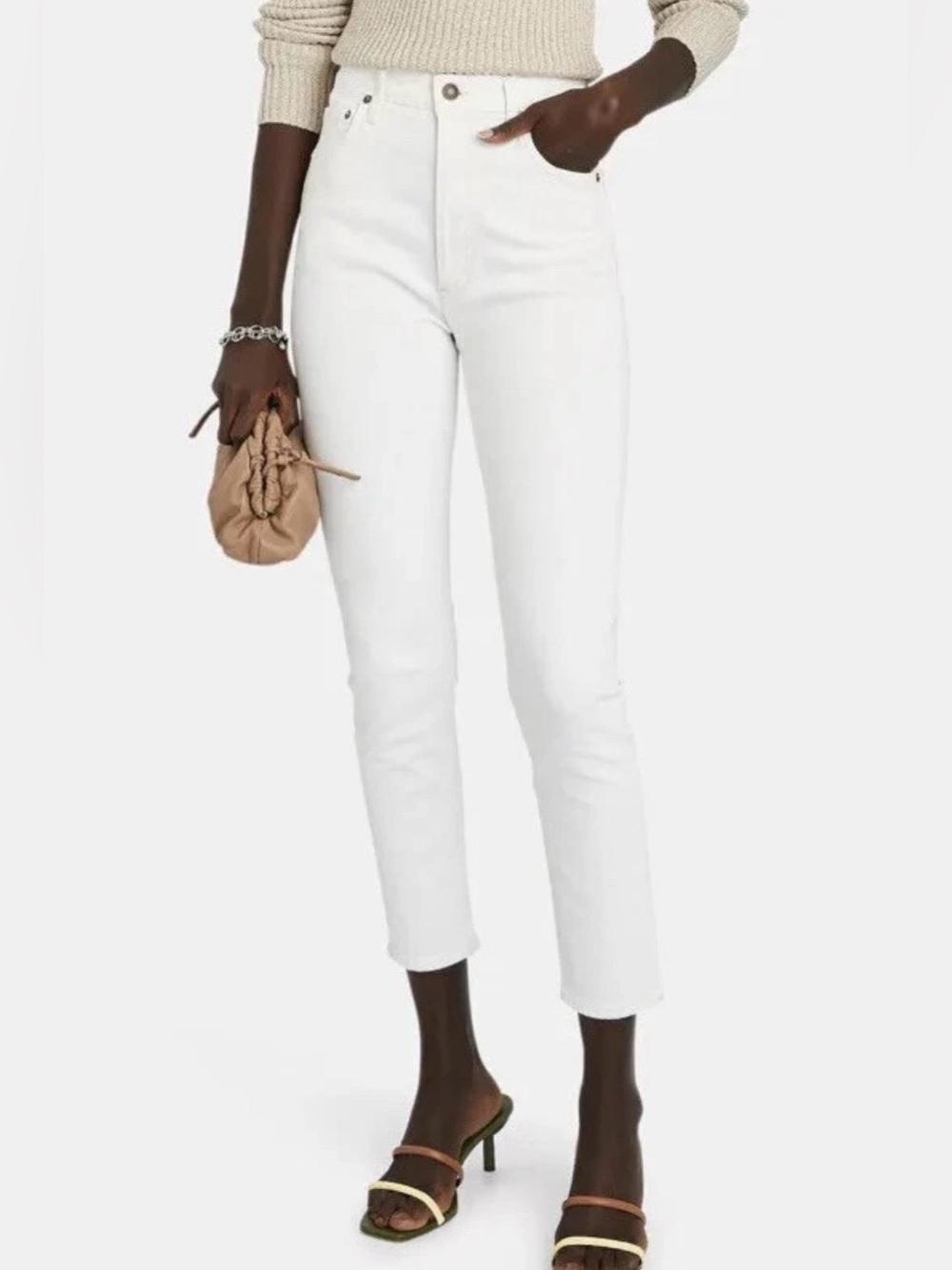 AGOLDE Riley Bright White High Rise Straight Crop 27